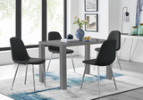 Pivero Grey High Gloss Dining Table And 4 Corona Silver Chairs Set - pivero-grey-high-gloss-dining-table-and-4-corona-silver-chairs-set-black_1.jpg