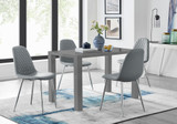 Pivero Grey High Gloss Dining Table And 4 Corona Silver Chairs Set - pivero-grey-high-gloss-dining-table-and-4-corona-silver-chairs-set-grey_1.jpg