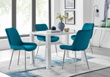 Pivero 4 White Dining Table and 4 Pesaro Silver Leg Chairs - pivero-4-seater-high-gloss-rectangle-dining-table-4-blue-velvet-pesaro-silver-chairs.jpg