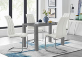 Pivero Grey High Gloss Dining Table and 4 Premium Murano Chairs Set - pivero-4-seater-high-gloss-rectangle-dining-table-4-white-leather-murano-chairs-set-1_1.jpg