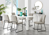 Pivero White High Gloss Dining Table & 6 Halle Chairs - Pivero-6-white-gloss-rectangular-dining-table-6-beige-fabric-halle-black-chairs-set.jpg