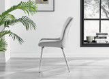 Pivero White High Gloss Dining Table & 4 Nora Silver Leg Chairs - nora-light-grey-velvet-silver-leg-dining-chair-2.jpg