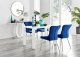 Pivero White High Gloss Dining Table & 4 Nora Silver Leg Chairs - pivero-4-white-gloss-rectangular-dining-table-4-blue-velvet-nora-silver-chairs-set.jpg