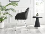 Pivero Grey High Gloss Dining Table & 6 Falun Silver Leg Chairs - falun-dark-grey-fabric-silver-leg-dining-chair-3.jpg