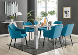 Pivero Grey High Gloss Dining Table & 6 Calla Black Leg Velvet Chairs - pivero-6-grey-gloss-rectangular-dining-table-6-blue-velvet-calla-black-chairs-set.jpg