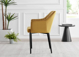 Pivero Grey High Gloss Dining Table & 6 Calla Black Leg Velvet Chairs - Calla-mustard-black-dining-chair-3.jpg