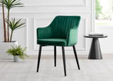 Pivero Grey High Gloss Dining Table & 6 Calla Black Leg Velvet Chairs - Calla-green-black-dining-chair-1.jpg