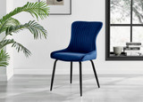 Pivero Grey High Gloss Dining Table & 6 Nora Black Leg Chairs - nora-blue-velvet-black-leg-dining-chair-1.jpg