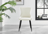 Pivero Grey High Gloss Dining Table & 6 Nora Black Leg Chairs - nora-cream-velvet-black-leg-dining-chair.jpg