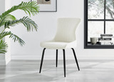 Pivero Grey High Gloss Dining Table & 6 Nora Black Leg Chairs - nora-cream-velvet-black-leg-dining-chair-1.jpg