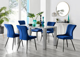 Pivero Grey High Gloss Dining Table & 6 Nora Black Leg Chairs - Pivero-6-grey-gloss-rectangular-dining-table-6-blue-velvet-nora-black-chairs-set.jpg