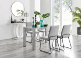 Pivero Grey High Gloss Dining Table & 4 Halle Chairs - Pivero-4-grey-gloss-rectangular-dining-table-4-light-grey-fabric-halle-black-chairs-set.jpg