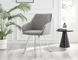 Pivero Grey High Gloss Dining Table & 4 Falun Silver Leg Chairs - falun-light-grey-fabric-silver-leg-dining-chair-1.jpg