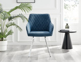 Pivero Grey High Gloss Dining Table & 4 Falun Silver Leg Chairs - falun-blue-fabric-silver-leg-dining-chair.jpg