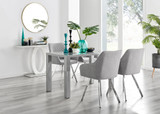 Pivero Grey High Gloss Dining Table & 4 Falun Silver Leg Chairs - Pivero-4-grey-gloss-rectangular-dining-table-4-grey-fabric-falun-silver-chairs-set.jpg