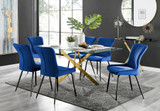 Leonardo Gold Leg Glass Dining Table & 6 Nora Black Leg Chairs - leonardo-6-gold-rectangular-dining-table-6-blue-velvet-nora-black-chairs-set.jpg