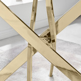 Leonardo Gold Leg Glass Dining Table & 6 Nora Black Leg Chairs - leonardo-6-seater-chrome-fashionable-rectangle-dining-table-4-silver-feet.jpg