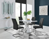 Sorrento 4 White High Gloss And Chrome Dining Table And 4 Lorenzo Chairs Set - sorrento-4-seater-chrome-rectangle-dining-table-4-black-leather-lorenzo-chairs-set_1.jpg