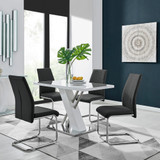 Sorrento 4 White High Gloss And Chrome Dining Table And 4 Lorenzo Chairs Set - sorrento-4-seater-chrome-rectangle-dining-table-4-black-leather-lorenzo-chairs-set-CROP.jpg