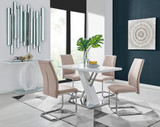 Sorrento 4 White High Gloss And Chrome Dining Table And 4 Lorenzo Chairs Set - sorrento-4-seater-chrome-rectangle-dining-table-4-beige-leather-lorenzo-chairs-set_1.jpg