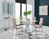 Sorrento 4 White High Gloss And Chrome Dining Table And 4 Milan Chairs Set - sorrento-4-seater-chrome-rectangle-dining-table-4-beige-leather-milan-chairs-set_1.jpg