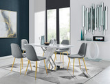 Sorrento White High Gloss And Chrome Dining Table And 6 Corona Gold Dining Chairs  - sorrento-6-seater-chrome-rectangle-dining-table-6-grey-leather-corona-gold-chairs_1.jpg