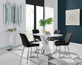 Sorrento 4 White Dining Table and 4 Pesaro Silver Leg Chairs - Sorrento-White-Gloss-Stainless-Steel-Dining-Table-4-Pesaro-silver-leg-black-fabric.jpg