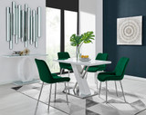 Sorrento 4 White Dining Table and 4 Pesaro Silver Leg Chairs - sorrento-4-seater-chrome-rectangle-dining-table-4-green-velvet-pesaro-silver-chairs_1.jpg