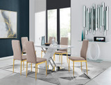 Sorrento 6 White Dining Table and 6 Gold Leg Milan Chairs - sorrento-6-seater-chrome-rectangle-dining-table-6-beige-leather-milan-gold-chairs-set_3.jpg