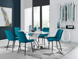 Sorrento 6 White Dining Table and 6 Pesaro Black Leg Chairs - sorrento-6-seater-chrome-rectangle-dining-table-6-blue-velvet-pesaro-black-chairs-set_1.jpg