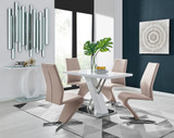 Sorrento 4 White High Gloss And Chrome Dining Table And 4 Luxury Willow Chairs Set - sorrento-4-seater-chrome-rectangle-dining-table-4-beige-leather-willow-chairs-set_1.jpg