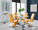 Sorrento 4 White High Gloss And Chrome Dining Table And 4 Luxury Willow Chairs Set - sorrento-4-seater-chrome-rectangle-dining-table-4-mustard-leather-willow-chairs-set_1.jpg