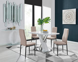 Sorrento 4 White Dining Table and 4 Milan Black Leg Chairs - sorrento-4-seater-chrome-rectangle-dining-table-4-beige-leather-milan-black-chairs-set.jpg