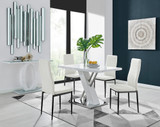 Sorrento 4 White Dining Table and 4 Milan Black Leg Chairs - sorrento-4-seater-chrome-rectangle-dining-table-4-white-leather-milan-black-chairs-set.jpg