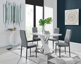 Sorrento 4 White Dining Table and 4 Milan Black Leg Chairs - sorrento-4-seater-chrome-rectangle-dining-table-4-grey-leather-milan-black-chairs-set.jpg
