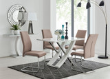 Mayfair 4 White High Gloss And Stainless Steel Dining Table And 4 Lorenzo Chairs Set - mayfair-4-seater-high-gloss-rectangle-dining-table-4-beige-leather-lorenzo-chairs-set_1.jpg