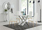 Mayfair 4 Dining Table and 4 Gold Leg Milan Chairs - mayfair-4-seater-high-gloss-rectangle-dining-table-4-white-leather-milan-gold-chairs_1.jpg
