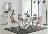Mayfair 4 Dining Table and 4 Corona Silver Leg Chairs - mayfair-4-seater-high-gloss-rectangle-dining-table-4-beige-corona-silver-chairs_1.jpg