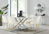 Mayfair 6 Dining Table and 6 Pesaro Gold Leg Chairs - Mayfair-6-White Gloss-Stainless-Steel-Dining-Table-Pesaro-gold-leg-cream-fabric.jpg