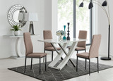 Mayfair 4 Dining Table and 4 Milan Black Leg Chairs - mayfair-4-seater-high-gloss-rectangle-dining-table-4-beige-leather-milan-black-chairs-set.jpg