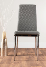 Kylo Brown Wood Effect Dining Table & 4 Milan Chrome Leg Chairs - grey-modern-milan-dining-chair-leather-chrome.jpg