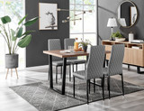 Kylo Brown Wood Effect Dining Table & 4 Milan Black Leg Chairs - kylo-120-wood-veneer-rectangular-dining-table-4-grey-leather-milan-black-chairs-set.jpg