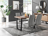 Kylo Brown Wood Effect Dining Table & 4 Lorenzo Chairs - kylo-120-wood-veneer-rectangular-dining-table-4-grey-leather-lorenzo-chairs-set.jpg