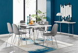 Kylo White High Gloss Dining Table & 6 Corona Silver Chairs - kylo-160-white-gloss-rectangular-dining-table-6-grey-leather-corona-silver-chairs-set.jpg