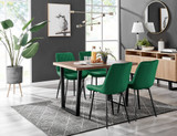 Kylo Brown Wood Effect Dining Table & 4 Pesaro Black Leg Chairs - kylo-120-wood-veneer-rectangular-dining-table-4-green-velvet-pesaro-black-chairs-set.jpg