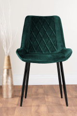 Kylo Brown Wood Effect Dining Table & 4 Pesaro Black Leg Chairs - green-pesaro-velvet-black-metal-modern-luxury-dining-chair.jpg
