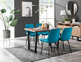 Kylo Brown Wood Effect Dining Table & 4 Pesaro Black Leg Chairs - kylo-120-wood-veneer-rectangular-dining-table-4-blue-velvet-pesaro-blck-chairs-set.jpg
