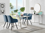 Kylo White Marble Effect Dining Table & 4 Falun Black Leg Chairs - kylo-120-white-marble-rectangular-dining-table-4-blue-fabric -falun-black-chairs-set.jpg