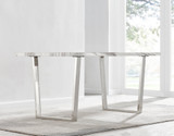 Kylo White Marble Effect Dining Table & 6 Corona Gold Leg Chairs - kylo-160-marble-silver-modern-rectangular-dining-table-7.jpg