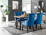 Kylo Brown Wood Effect Dining Table & 4 Belgravia Black Leg Chairs - kylo-120-wood-rectangular-dining-table-4-blue-velvet-black-leg-belgravia-chairs-set.jpg